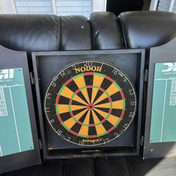 Nodor Supabull Professional Dartboard Cabinet Set – Includes 6 Narwhal Darts – Game Room Ready