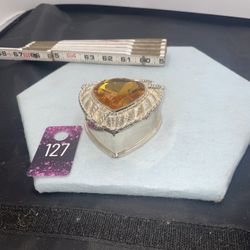 Heart Shaped Trinket Box With Topaz Colored Heart