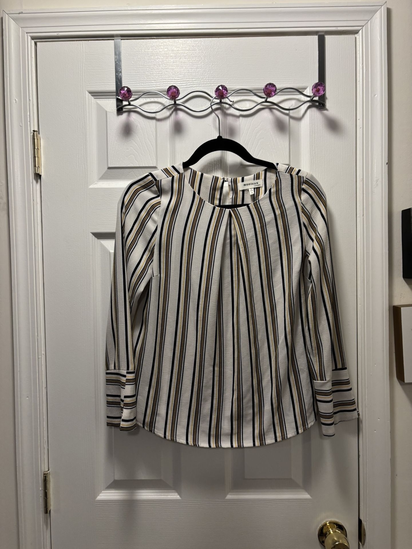 Blue and Yellow Striped Blouse