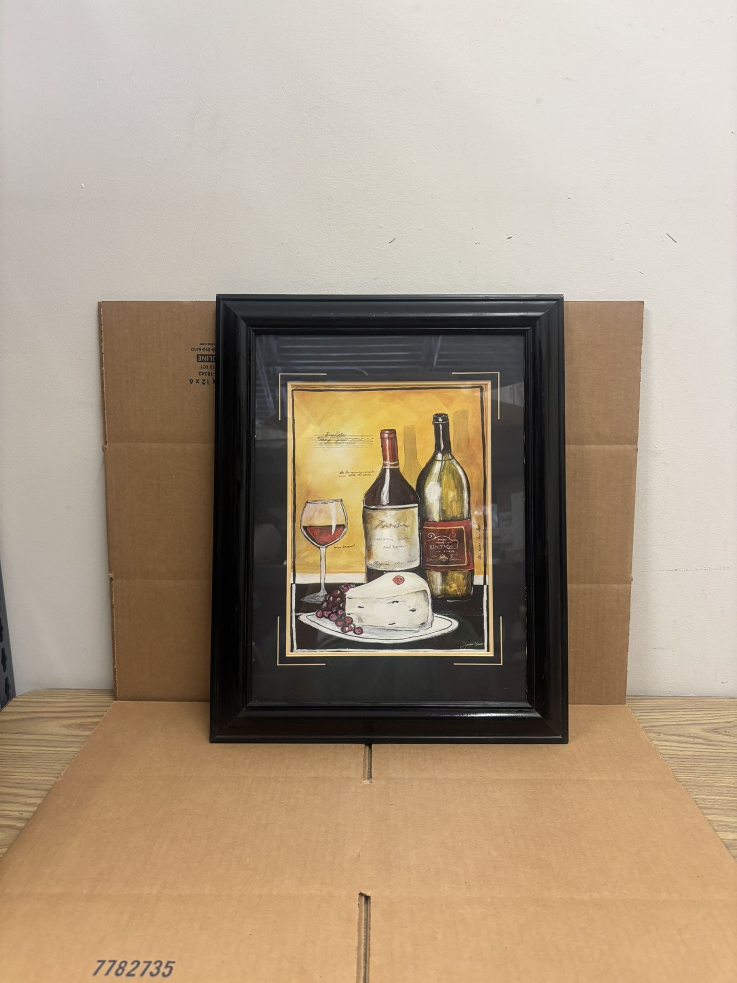 19” x 15” Black Framed Wine Cheese Picture Art