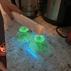 Uranium Glass Candle Holders 