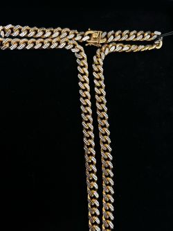24" Men's Two-Tone Cuban Link Chain Necklace in 14k Gold-Plated Sterling Silver