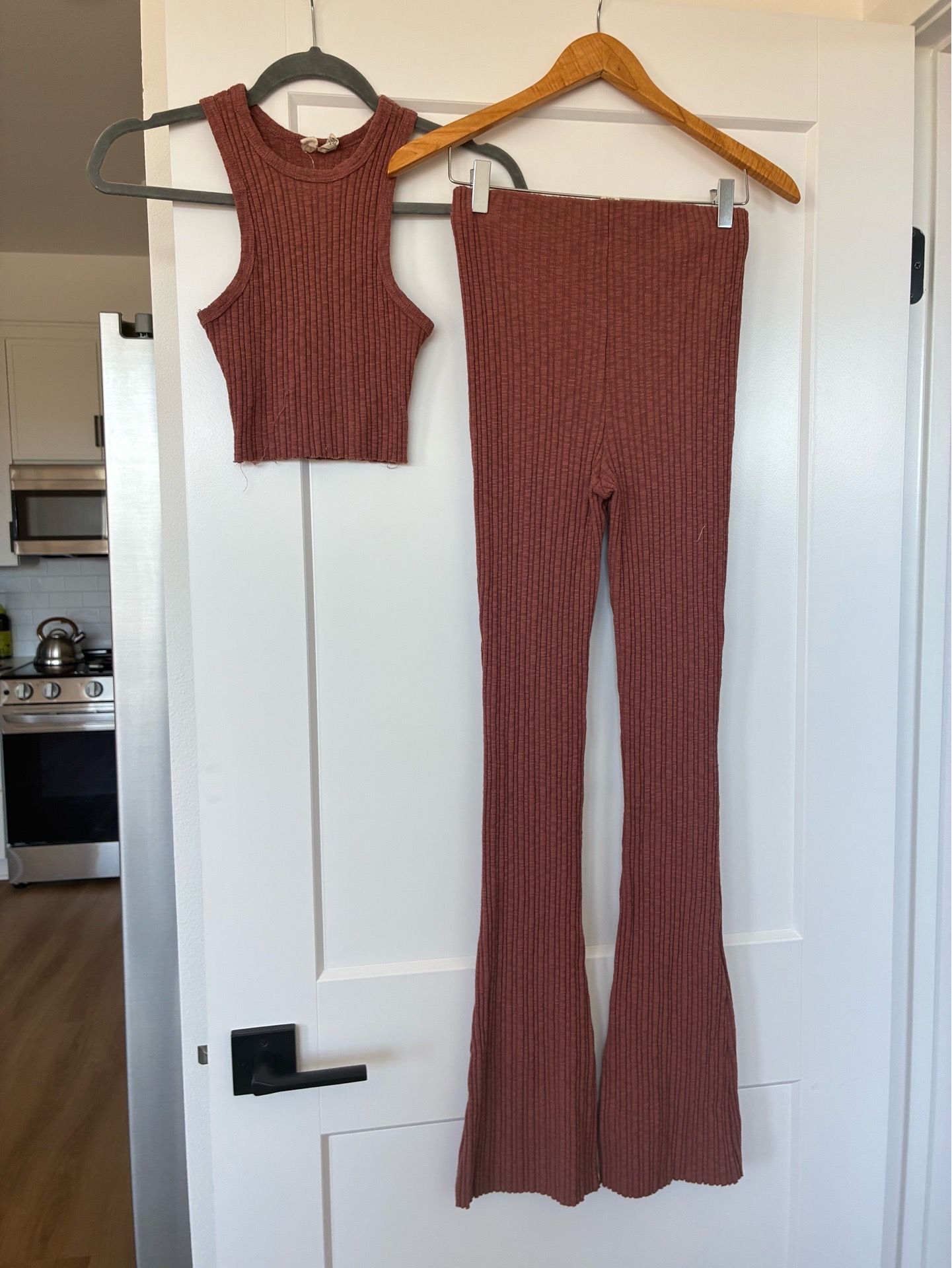 Ribbed Two-Piece Cropped Tank Top & Pant Set