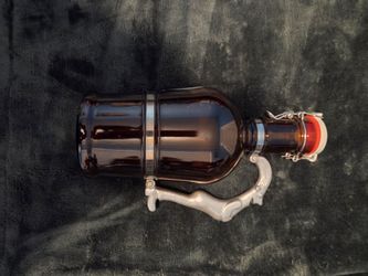 2 Liter Amber Glass Growler Flip Top Swing Cap Beer Bottle w/ Metal Handle