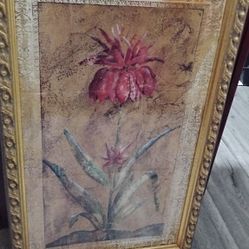 Golden Thick Frame Floral Picture 