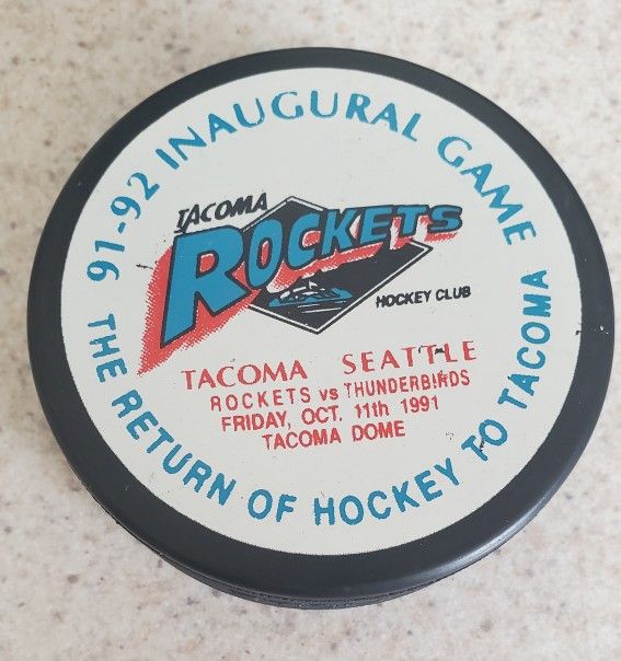 Tacoma Rockets Vs Thunderbirds Inaugural Hockey Puck 1991 Tacoma Dome