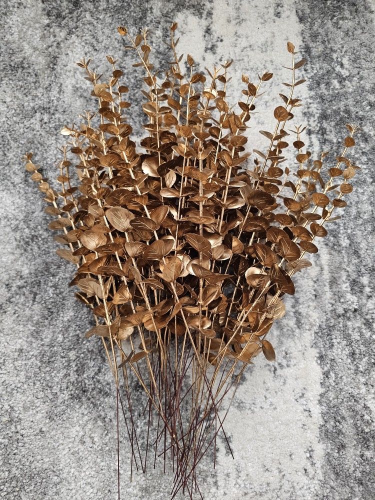 Gold artificial eucalyptus, Christmas tree picks, butterflies