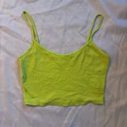 Neon Green Ribbed Crop Top