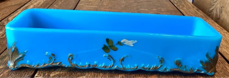 Lovely Antique, Dithridge, Blue Opaline Glass Trinket, Vanity Tray