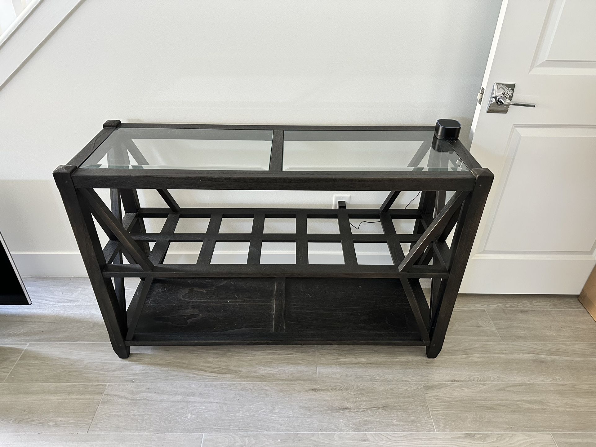 Black console Table With 2 Glass Inserts