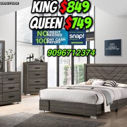 4pcs King Size Alpine Bedroom Set W Ortho Mattress 