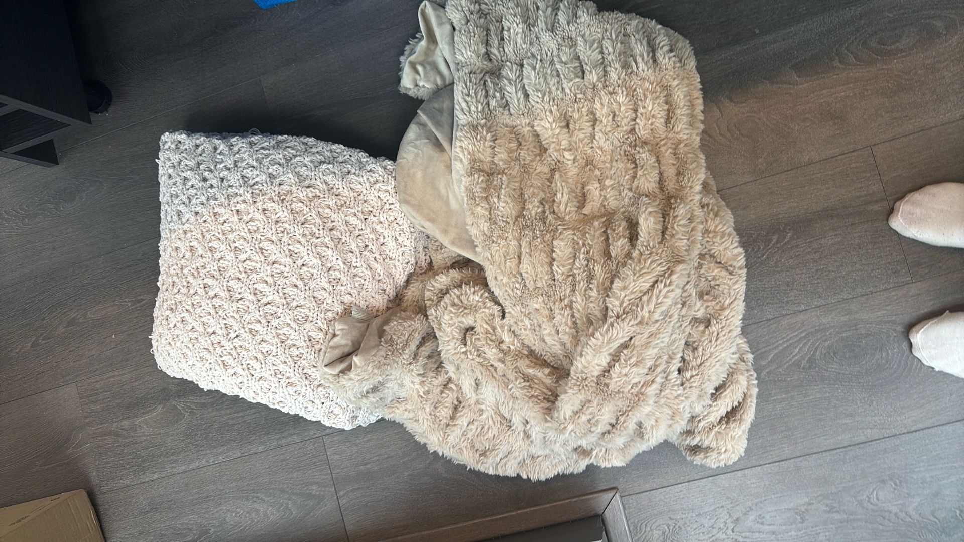 Crochet And Fluffy Blanket Pair