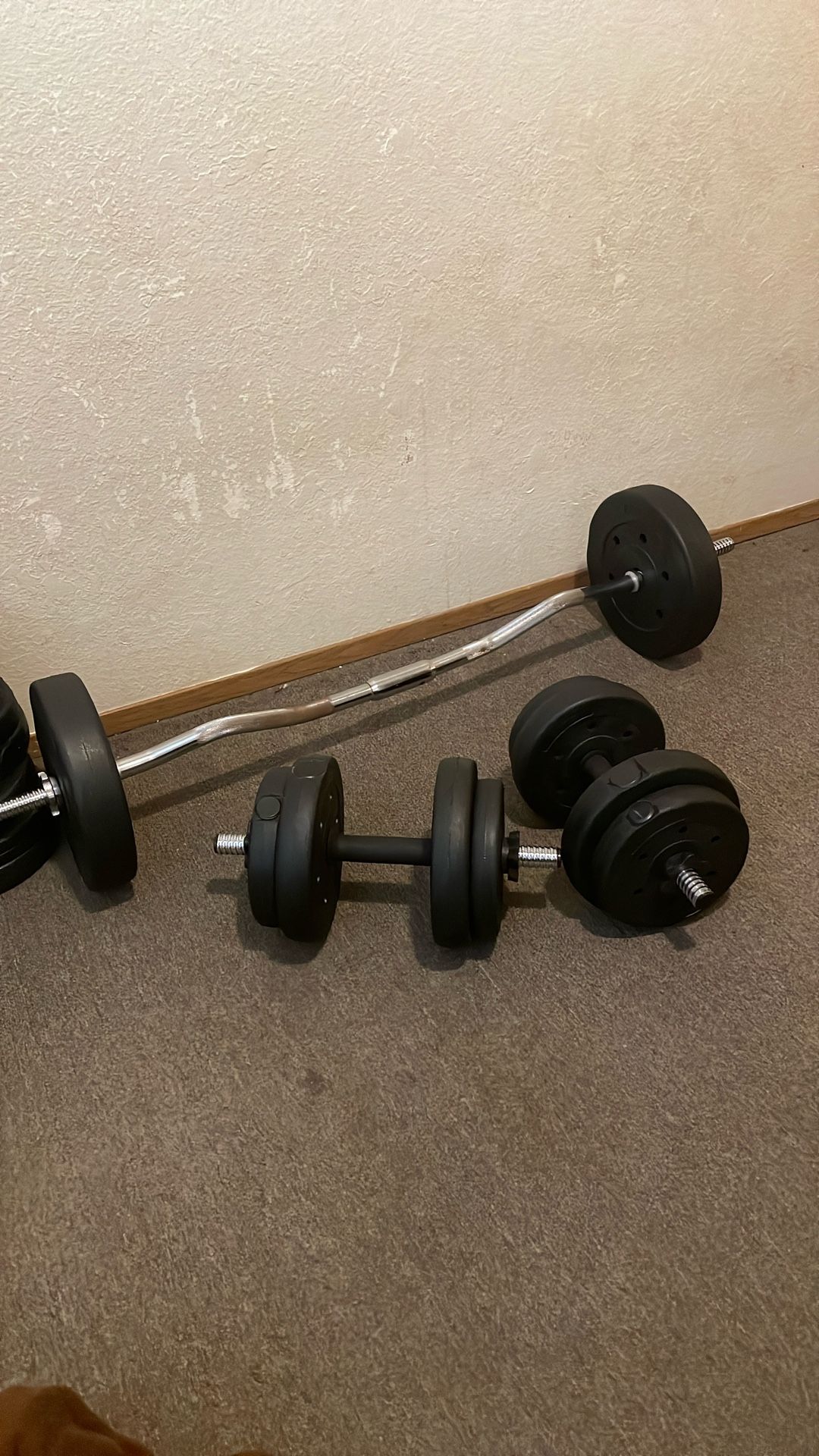 Dumbbells And EZ Curl Bar