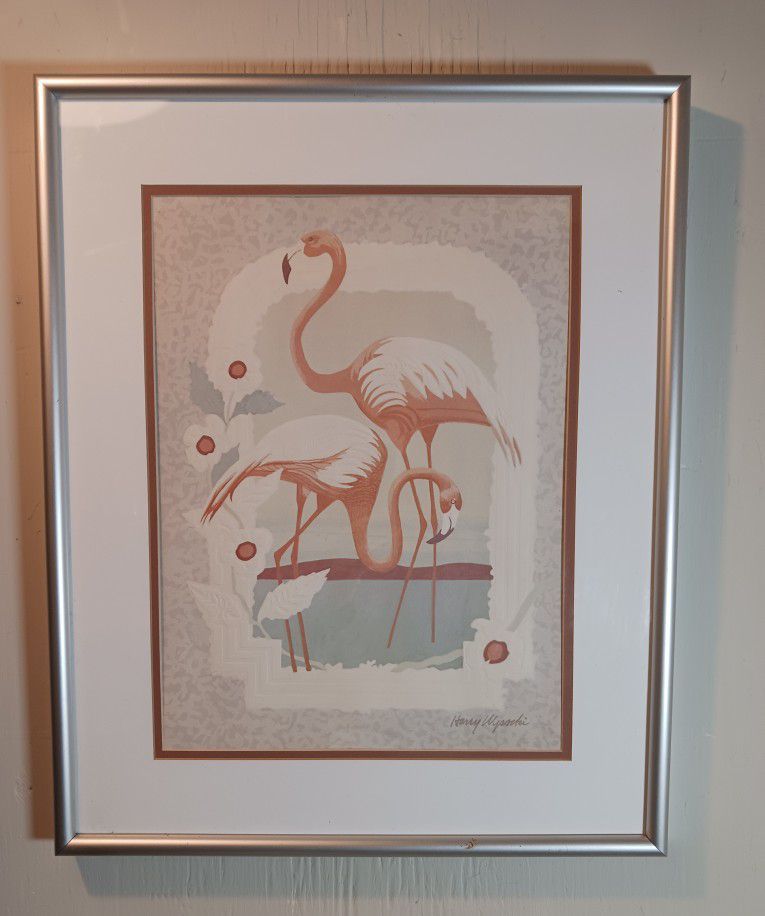 Art
Vintage HARRY WYSOCKI EMBOSSED FLAMINGO PRINT