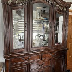 China Cabinet And Dining Table 6 Chairs By