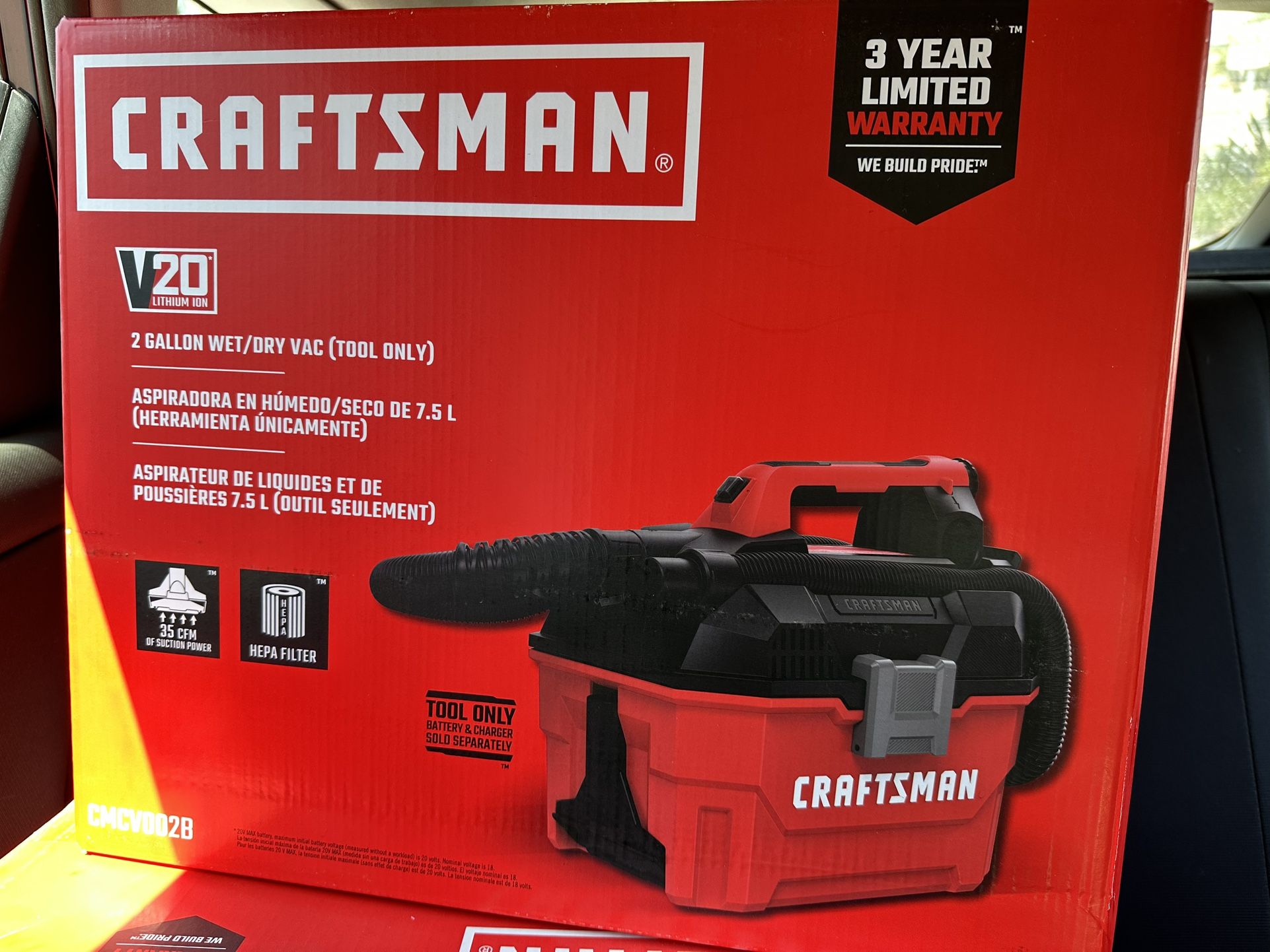 Craftsman V20 2-Gallon Cordless Wet/Dry Shop Vacuum – Tool Only NEW