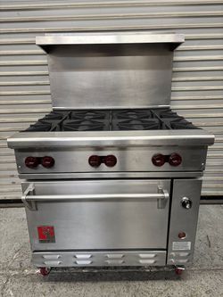 6 Burner Gas Range 36" Wolf C36S-1A With Standard 35K BTU Oven On Wheels #5164