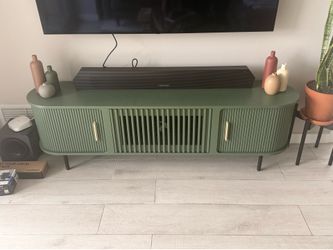 Modern Green and Gold fluted TV stand (damaged)
