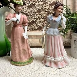Pair Of Ceramic Fancy Ladies