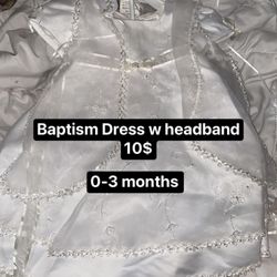 Baptism Dress W Head Band 