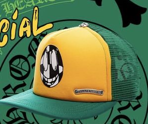 Chrome Hearts Matty Boy Trucker Hat Cap , Sex Record , Pink , Yellow / Green