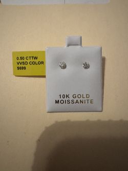 10k Solid Gold 4mm Moissanite Earrings