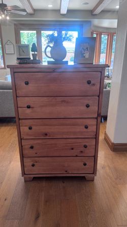 Rustic Farmhouse (5) Drawer Tall Wooden Dresser