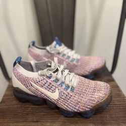 Womens Nike Air VaporMax Flyknit 3 Sneakers  6 Desert Sand Vivid Purple AJ6910-007  Size 6 