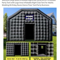 WARSUN Large Black Inflatable Nightclub 20x16.5x12Ft Inflatable Party Tent with Logo Area Inflatable Night Club Tent for Adults Wedding Birthday Raves