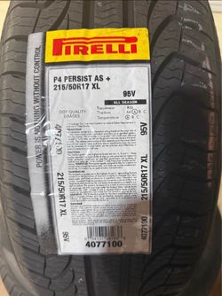 Set of brand new Pirelli P4 I Persists AS 215/50R17 XL 95V tires $550 with installation and balance