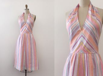 Vintage 1960s Striped Halter Dress