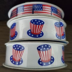 3 Rolls New Ribbon/ Patriotic