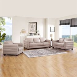Del Mar Top Grain Leather Sofa Collection, Tan，$2100/3pcs