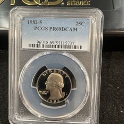 1982 S Gem Proof Washington Quarter Graded At PR69 With A Deep Cameo 1-8