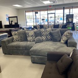 Grey Comfortable Oversized Sectional 