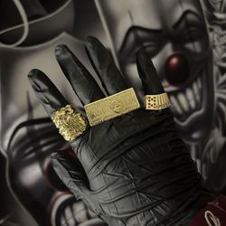 Two Finger  Gold 100 Dollar Ring And Nugget Ring