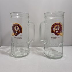80's Washington Redskins Mug 16oz Vtg Helmet Logo Fisher Nuts Set Of 2 (DF)