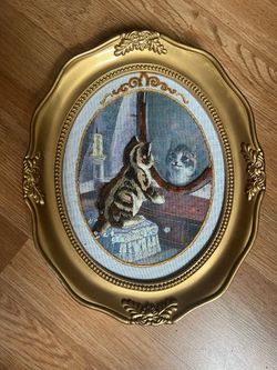 Embroidered Art Wall Decor Vintage Cat Cat Art