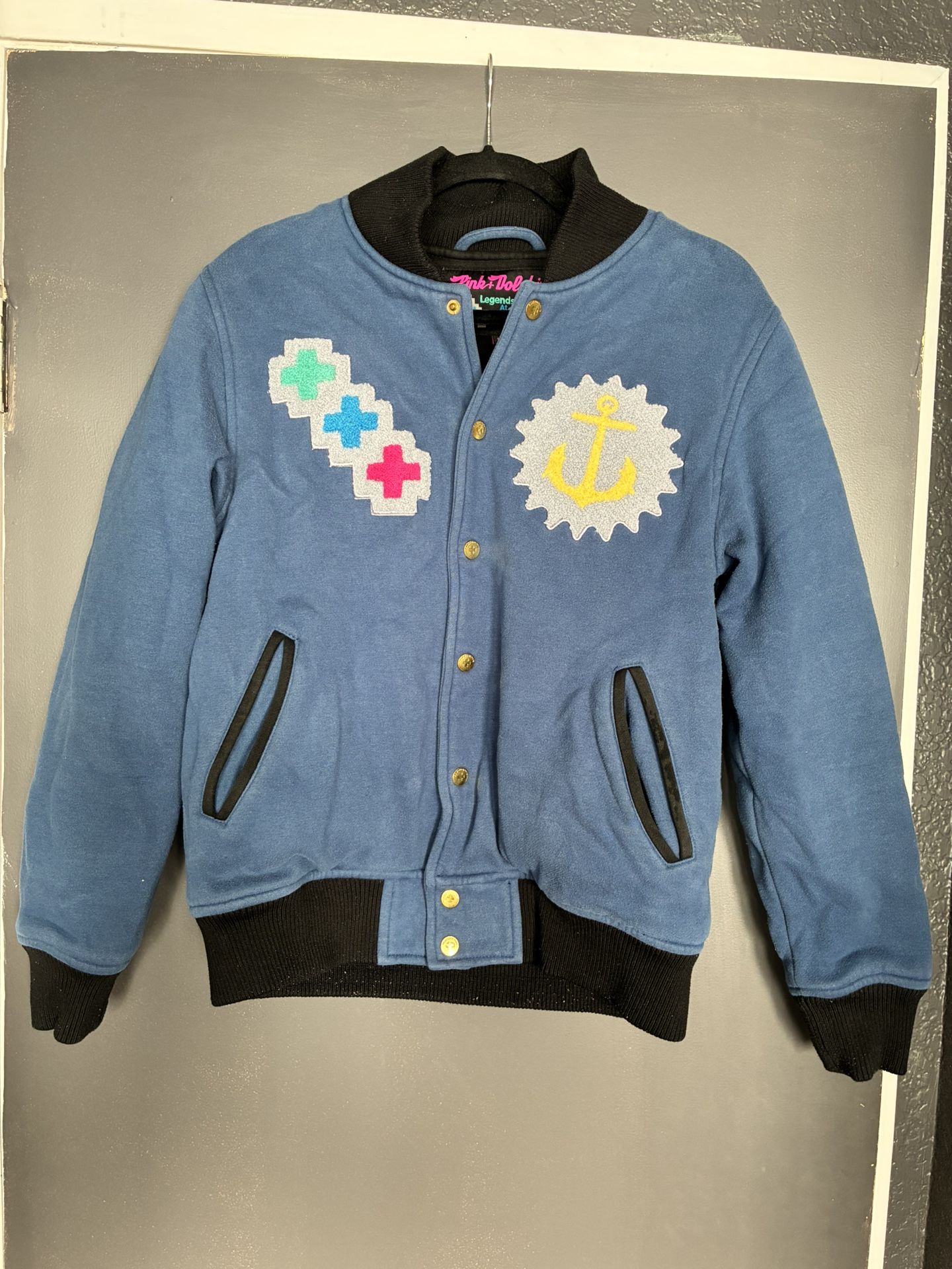 Vintage PINK DOLPHIN varsity jacket size mens M