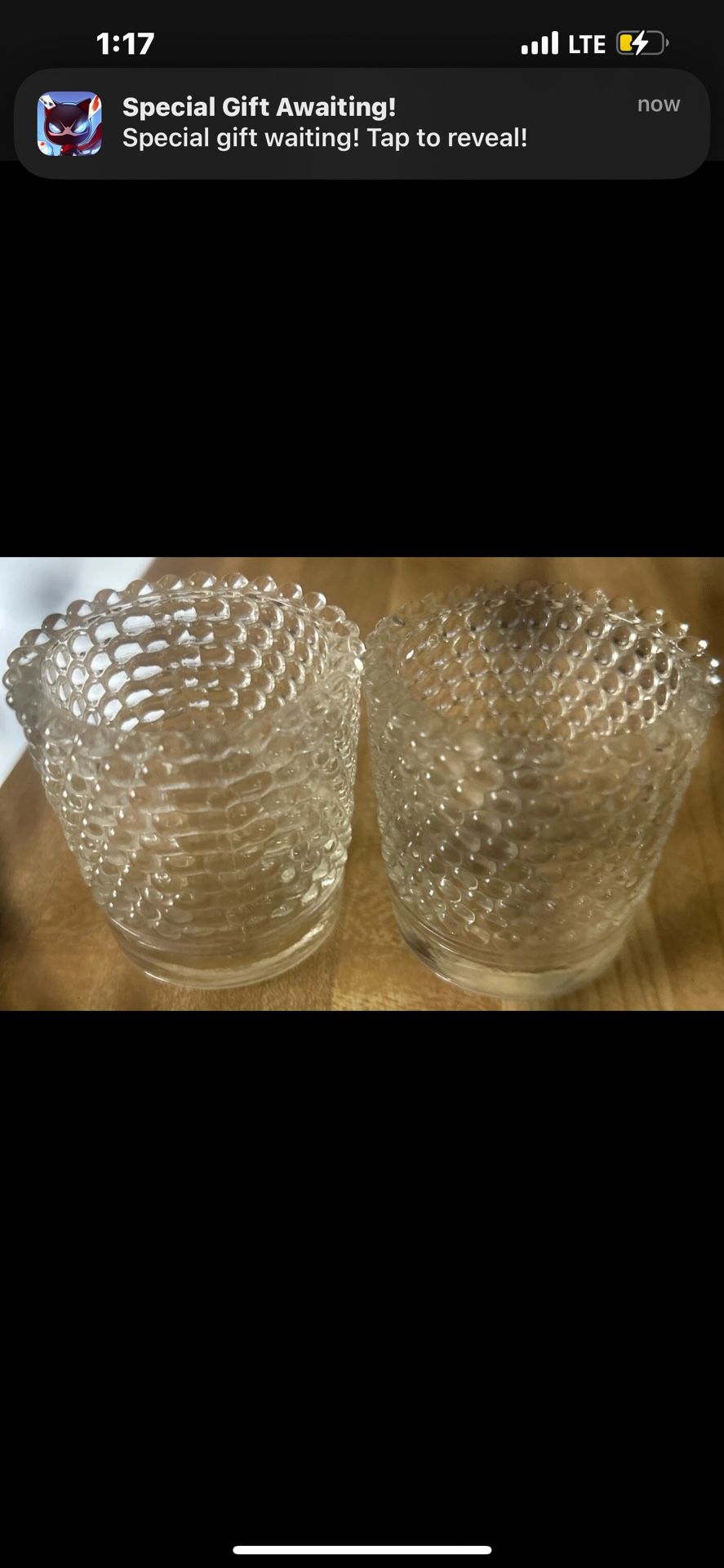 2 - Vintage Clear Glass hobnail Votive Candle Holder