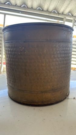 1 foot wide Vintage Hammered Brass Planter Pot