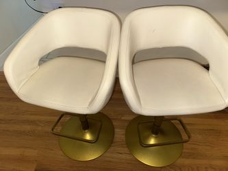 Two White Beautiful Padded Stools