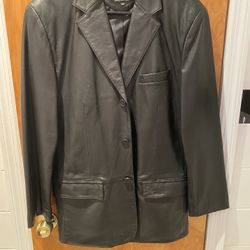 Mens Leather Jacket, Black, Size 36R