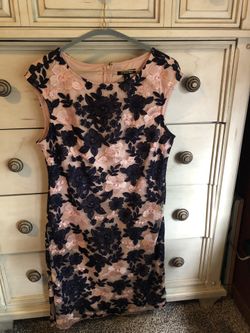 Pink With Navy Flowers Dress Size 10