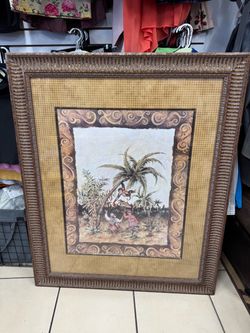 Framed Tropical Scene Wall Art Print