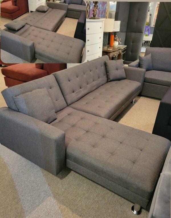 Tufted Linen Sectional Click-Clack (Sleeper)