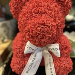 RICORDAMI ITALIA Forever ROSE BEAR Red Roses White Bow