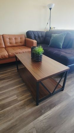 Modern Industrial Coffee Table with Storage Shelf