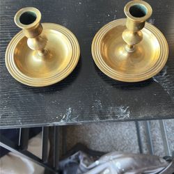 Pair Solid Brass Candle Stick Holders