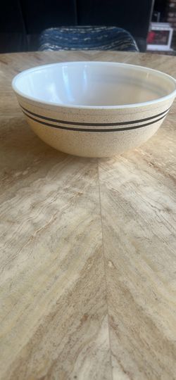 PYREX 4L (10") Mixing Bowl Tan Speckled Brown Stripes 4 Quart #404 Vintage USA